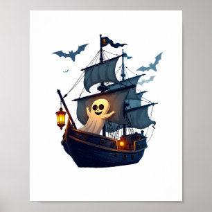 Pirat Ghost Frakt - Scary Halloween Tee Poster