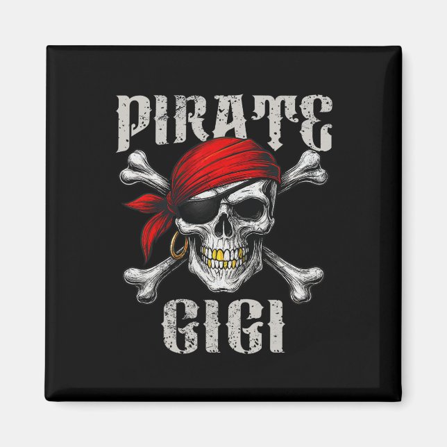 Pirat Gigi Jolly Roger Flagga och Skull Crossbone Magnet (Framsidan)