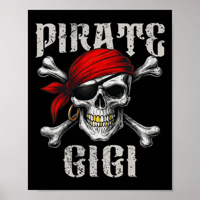 Pirat Gigi Jolly Roger Flagga och Skull Crossbone Poster (Framsidan)