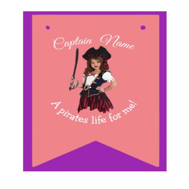 Pirat Girl Rosa Theme Vimplar (Order our Pirate Girl Pink Bunting Flags today and let the adventure begin!)
