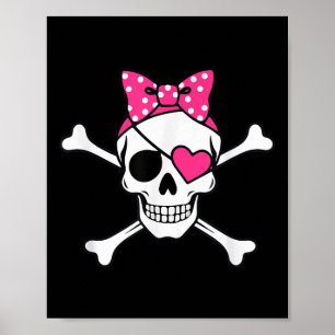 Pirat Girl Skull Heart Outfit Småbarn Valentine P Poster