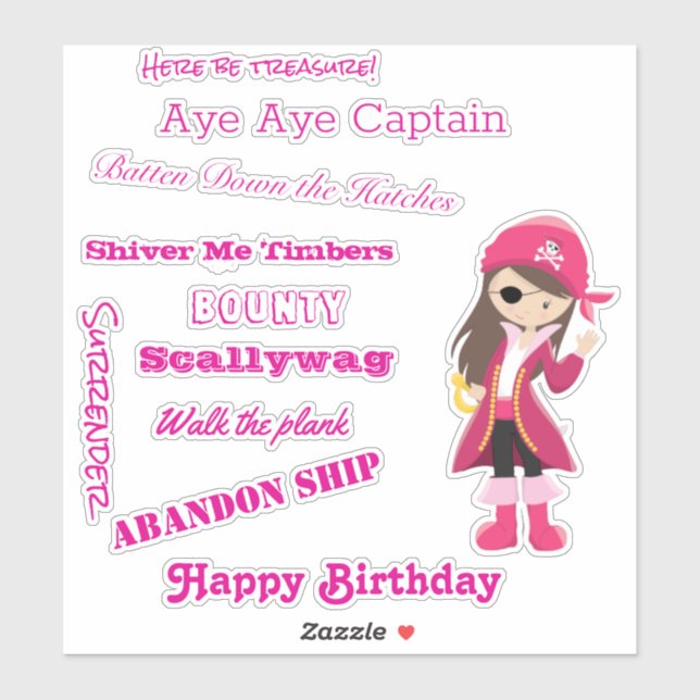 Pirat Girl slogan Klistermärken (Ark)