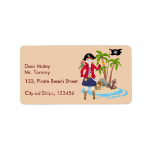 Pirat Girl Treasure Karta Roligt Födelsedagsfest  Adressetikett