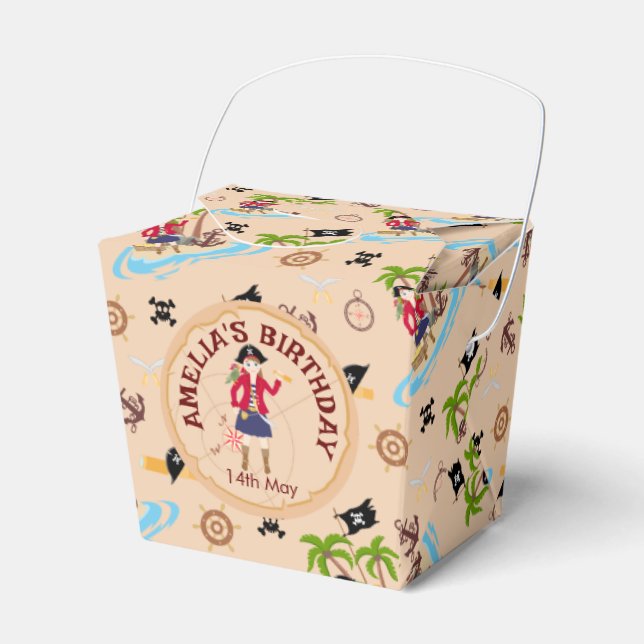 Pirat Girl Treasure Karta Roligt Födelsedagsfest  Presentaskar (Framsidan Sidan)