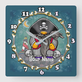 Pirat gnome fyrkantig klocka