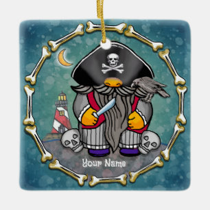 Pirat gnome julgransprydnad keramik