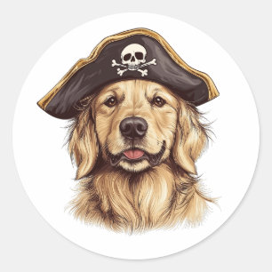 Pirat Golden Retriever Hund Skull Runt Klistermärke