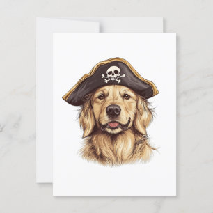 Pirat Golden Retriever Hundskalle Vykort