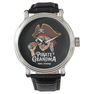 Pirat Grandma Funny Grandmor Halloween Costume Armbandsur