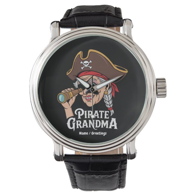 Pirat Grandma Funny Grandmor Halloween Costume Armbandsur (Framsida)