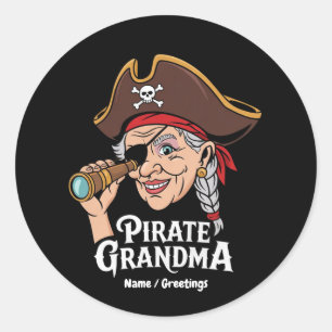 Pirat Grandma Funny Grandmor Halloween Costume Runt Klistermärke