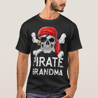 Pirat Grandma T shirt Jolly Roger Flagga Skull Cro