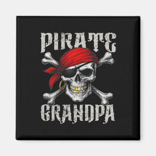 Pirat Grandpa Jolly Roger Flagga och Skull Crossbo Magnet