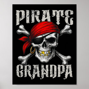 Pirat Grandpa Jolly Roger Flagga och Skull Crossbo Poster