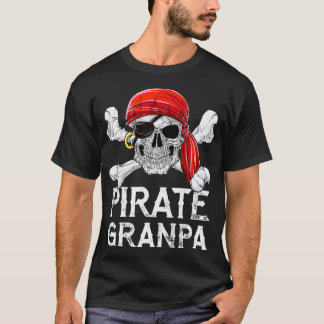 Pirat Grandpa T shirt Jolly Roger Flagga Skull Cro