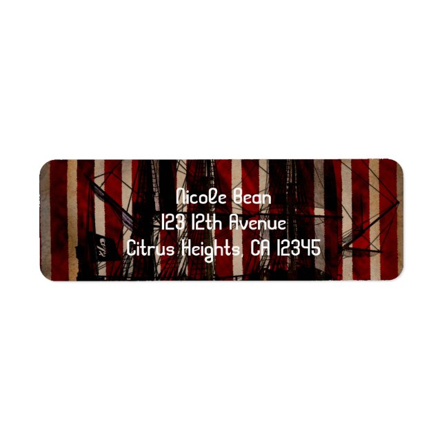 Pirat Grunge Födelsedagsfest-Adressetiketter Returadress Etikett (Framsidan)