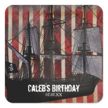 Pirat Grunge Födelsedagsfest Klistermärken