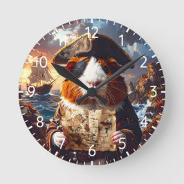 Pirat Guinea Gris Rund Klocka