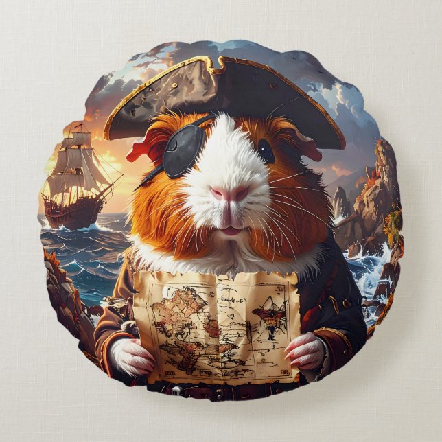 Pirat Guinea Gris Rund Kudde (Framsidan)