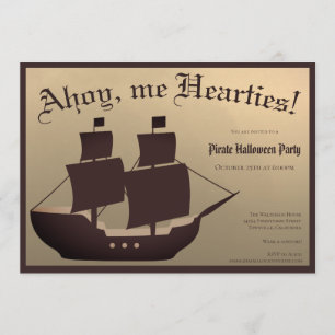 Pirat Halloween Costume Party Frakt Brown Guld Inbjudningar