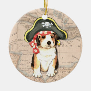 Pirat Hat Beagle Julgransprydnad Keramik