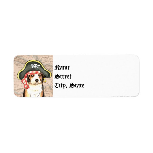 Pirat Hat Beagle Returadress Etikett (Framsidan)