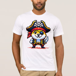 Pirat Hund - Lustigt Pixel Art Äventyr Design T Shirt
