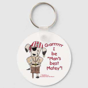 Pirat Hund "Mans Best Matey!" Nyckelring