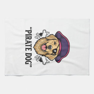 Pirat Hund Vintage Gravyr Tröja Design_1 Kökshandduk
