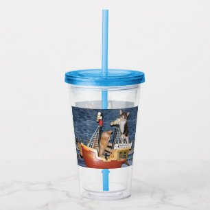 Pirat i katt-i-bian-katakrylisk tumlare take away mugg