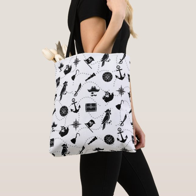 Pirat Icons Tote Bag | Halloween Bus eller godis Tygkasse (Närbild)