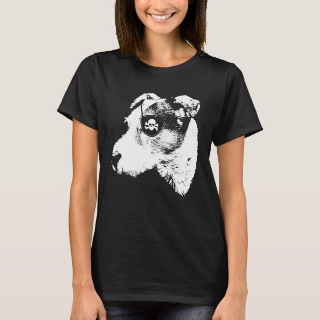 Pirat JACK RUSSELL TERRIER Shirt with Öga Patch S T Shirt (Framsida)