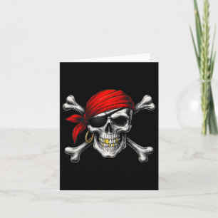 Pirat Jolly Roger Flagga Och Dödskalle Halloween Kort
