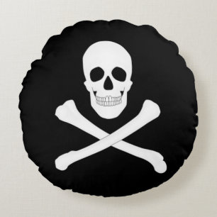 Pirat (Jolly Roger) Flagga Rund Kudde