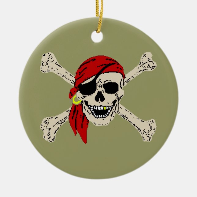 Pirat Jolly Roger Julgransprydnad Keramik (Framsidan)
