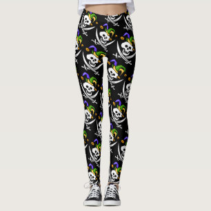 Pirat, Jolly Roger, Mardi Gras stil Leggings