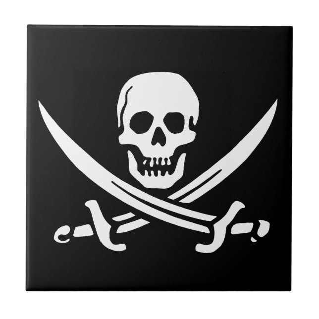 Pirat Jolly Roger Skull Kakelplatta (Framsidan)