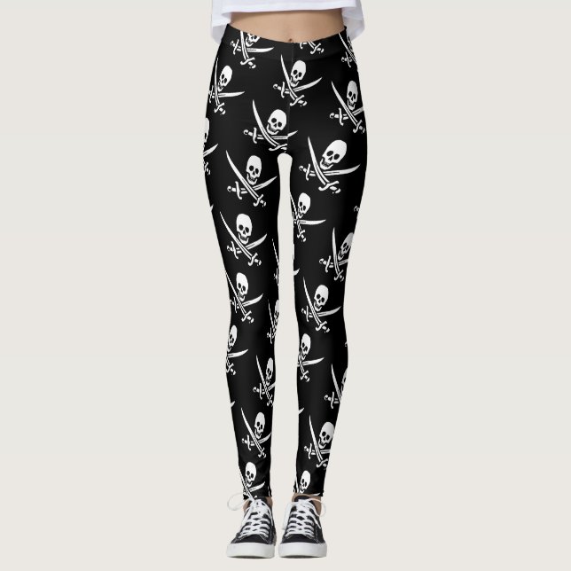 Pirat, Jolly Roger,stil Leggings (Framsida)