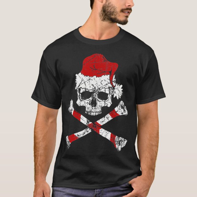 Pirat jul Jolly Roger Santa Hat T Shirt (Framsida)