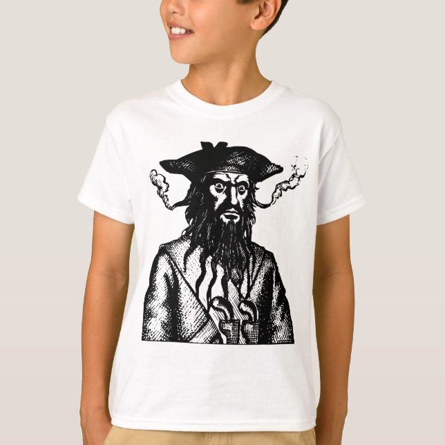 Pirat kapten Buccaneer Edward Teach S T Shirt (Framsida)