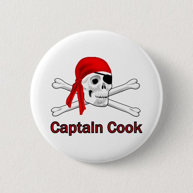Pirat kapten Cook Pin Back Button Knapp (Framsida)