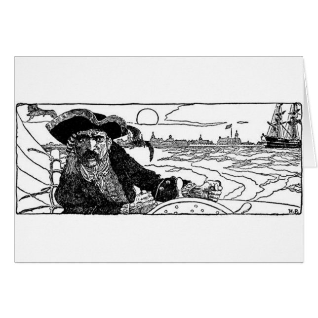 Pirat kapten hälsningskort (Framsidan Horizontal)