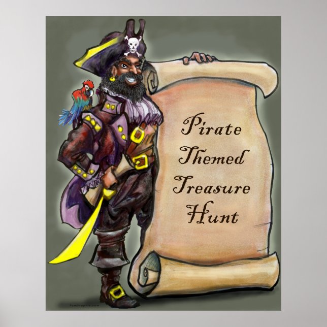 Pirat kapten med Treasure Hunt Rulla Poster (Framsidan)