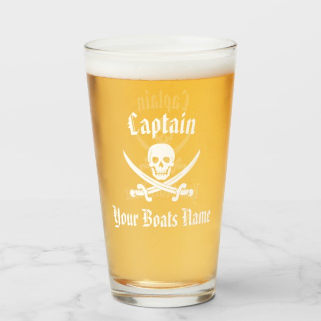 Pirat kapten och båt namn glaskopp (Framsida fylld)