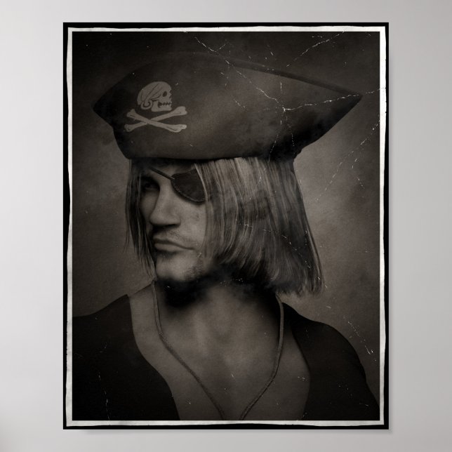 Pirat kapten Porträtt - Antique Effect Poster (Framsidan)