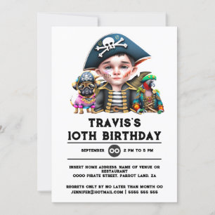 Pirat kapten roliga djur inbjudningar