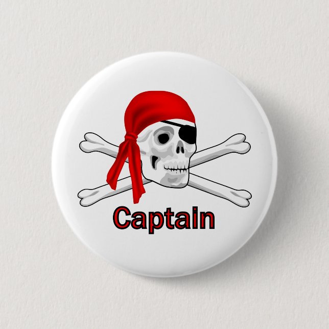 Pirat kapten Skull och Bones Button Knapp (Framsida)