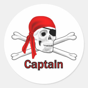 Pirat kapten Skull och Bones Sticker Runt Klistermärke