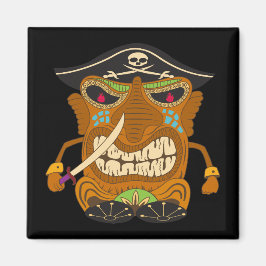 Pirat kapten, Tiki Statue, Lusnysvart Magnet