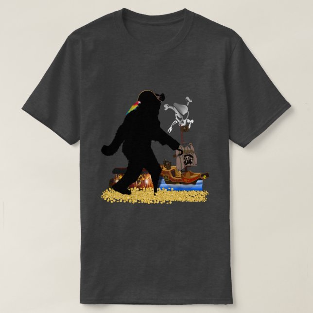 Pirat kapten Treasure Chest Sasquatch T Shirt (Design framsida)